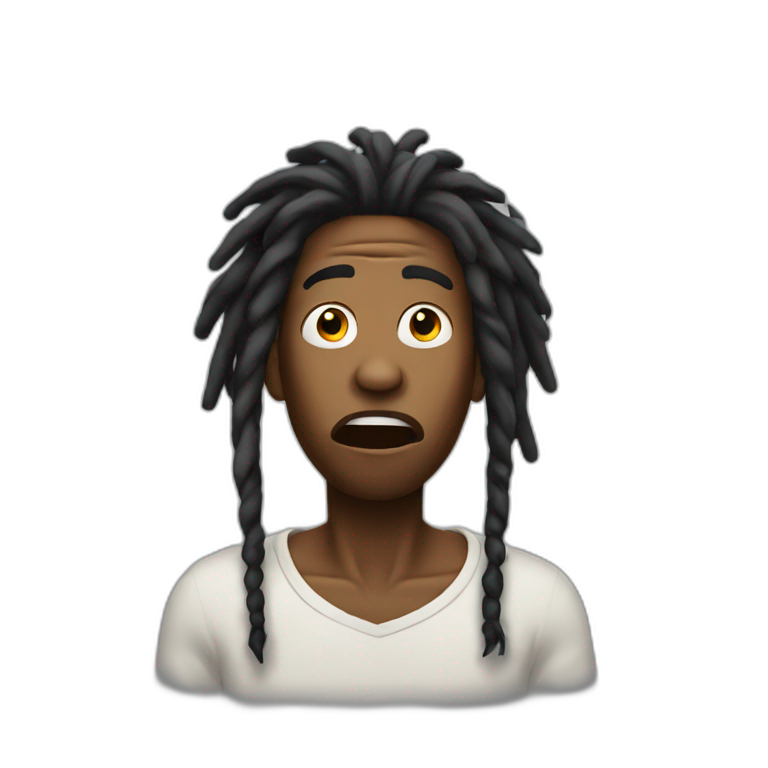 Shocked black man with dreadlocks emoji