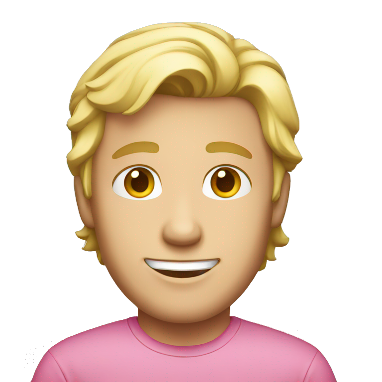 blonde smiling man pink shirt emoji