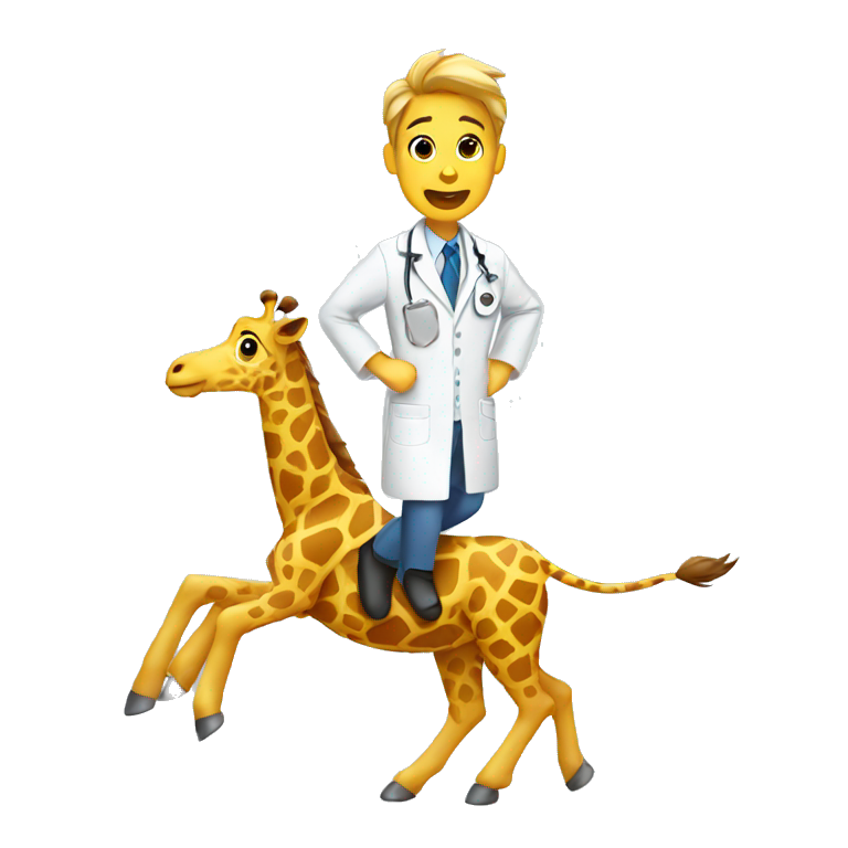 running giraffe wearing lab coat emoji