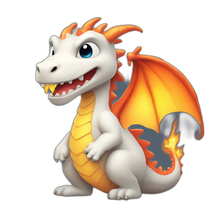 A cute dragon breathing fire emoji