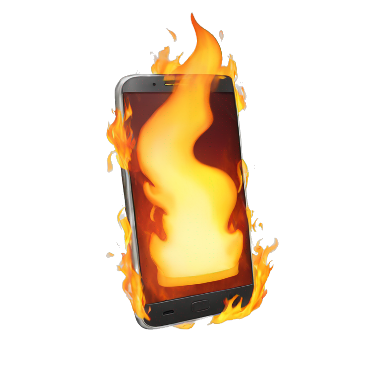 smartphone on fire emoji