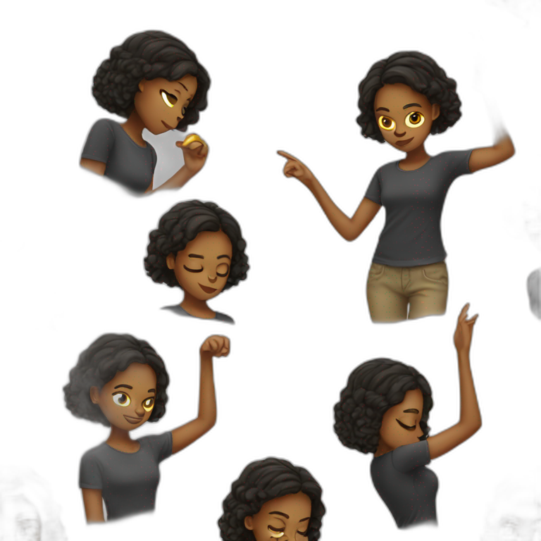 A black teenage girl dabbing  emoji