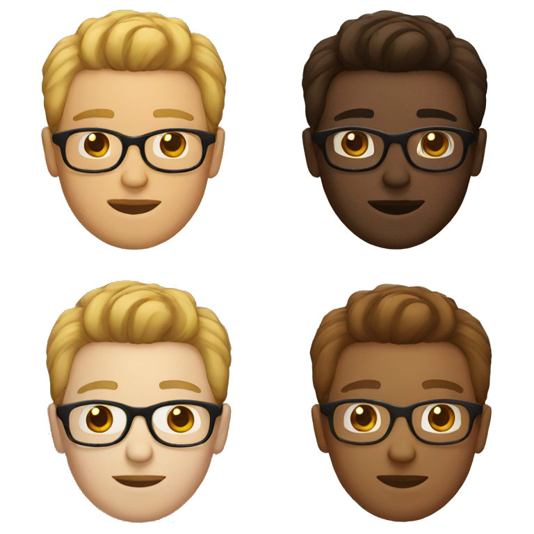 white Guy with brown with glasses emoji