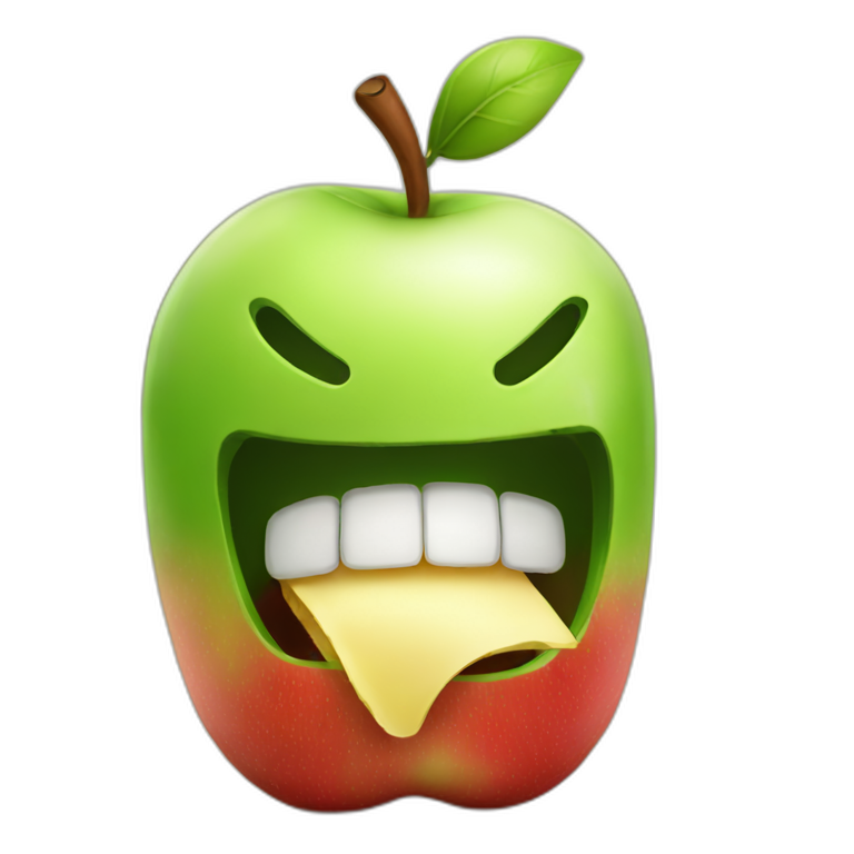 android eats apple emoji