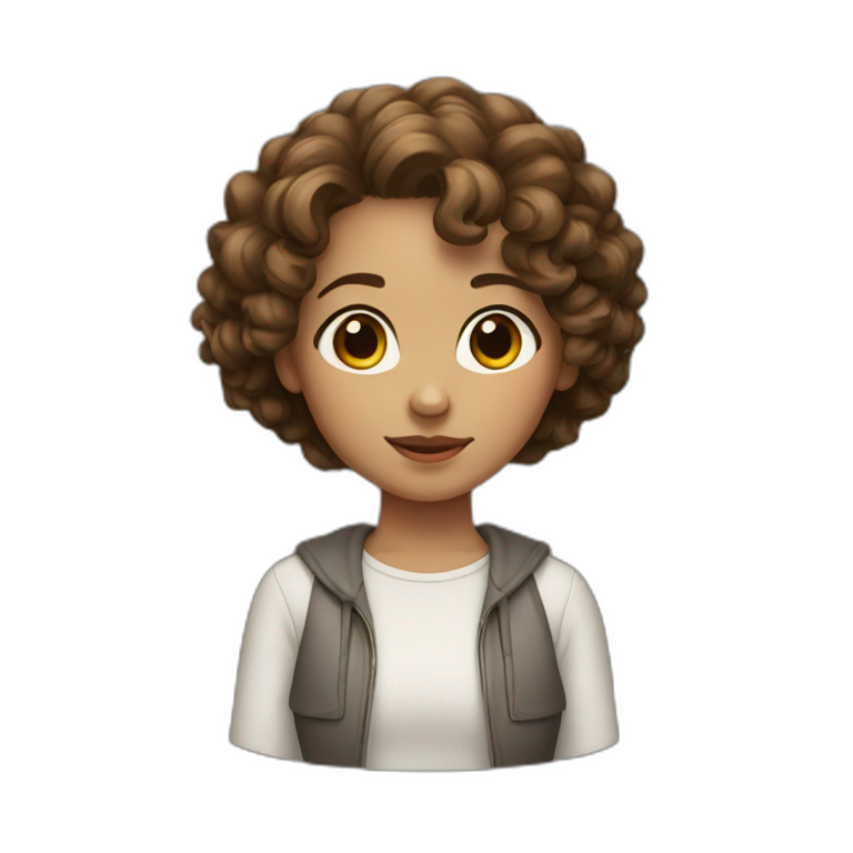 Girl with short curly brown hair emoji