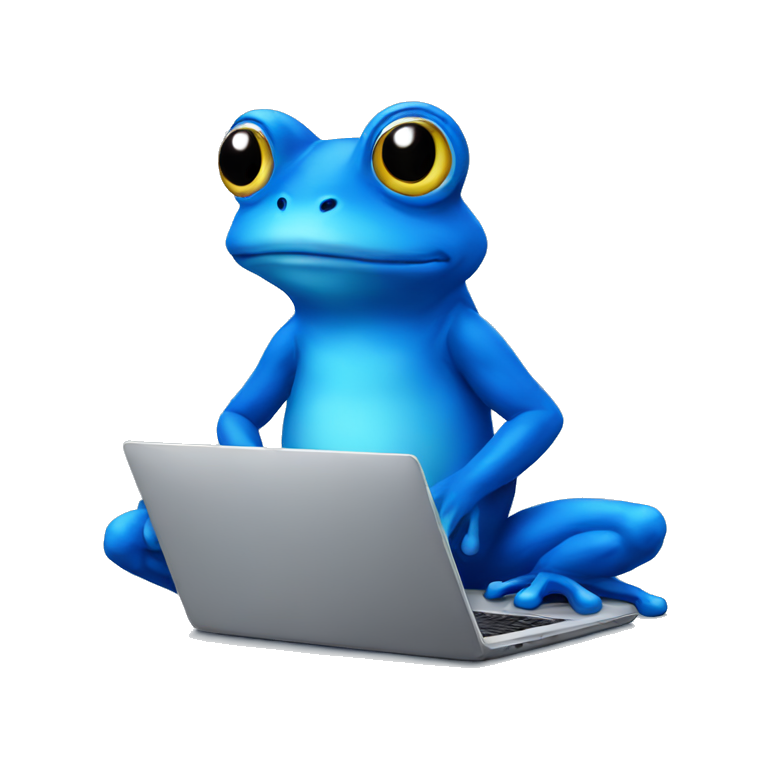 blue frog with laptop emoji