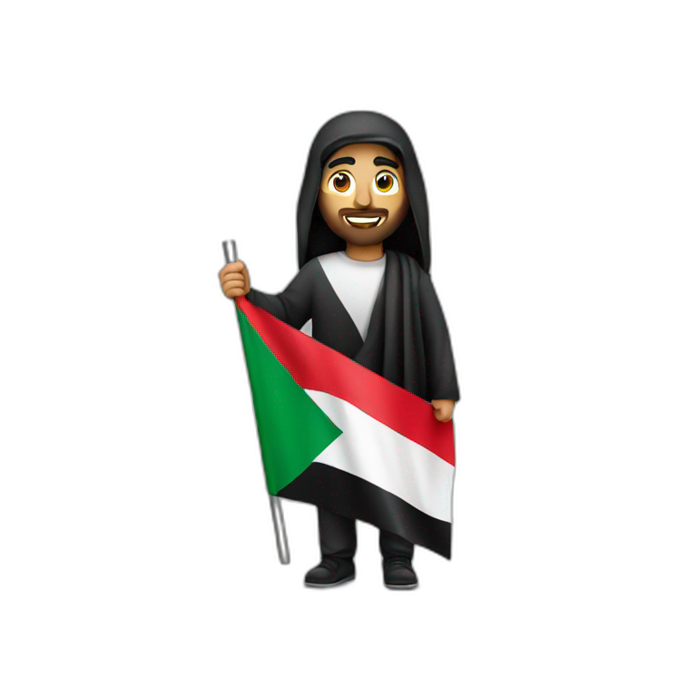 Arab Men holding Palestinian flag emoji