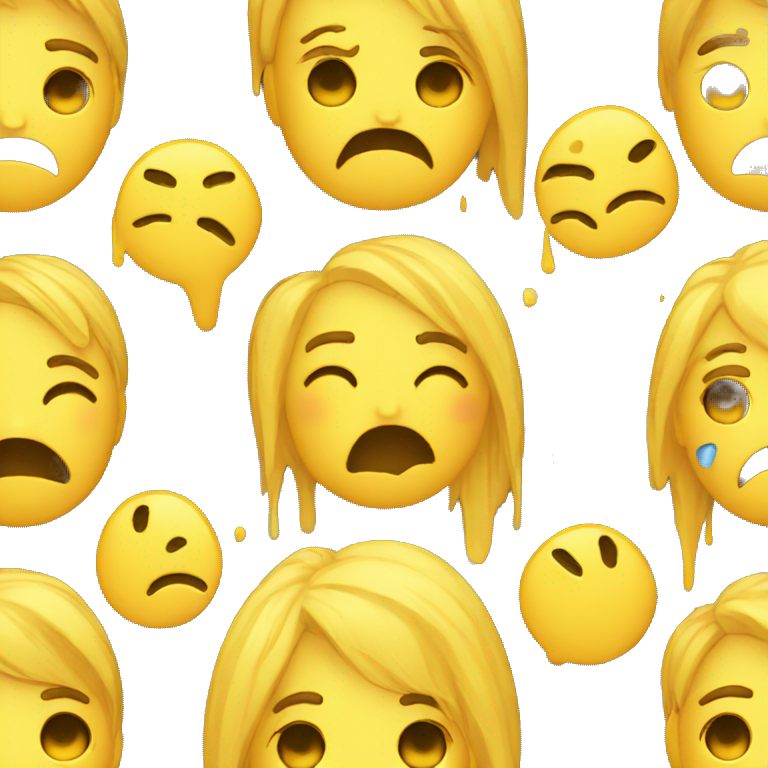 Straight face, yellow emoji, crying emoji