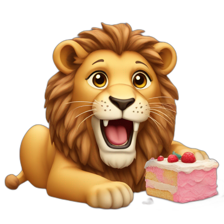 Lion eating cake emoji