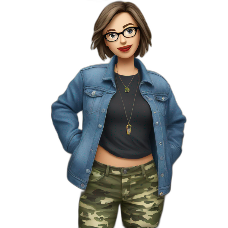 confident girl in denim jacket emoji