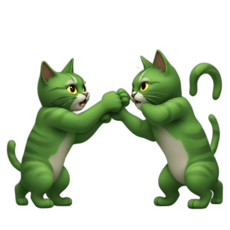 two cat green fighting emoji