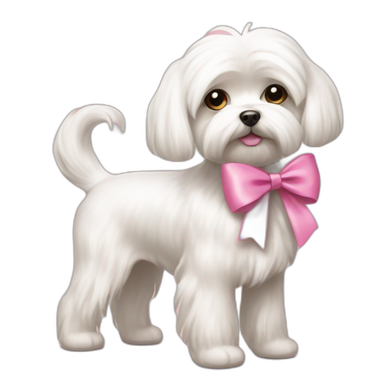 Maltese dog pink bow walking emoji