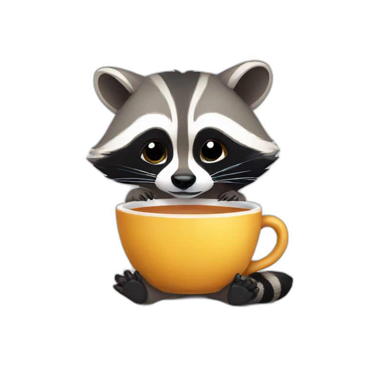 raccoon drinking tea emoji