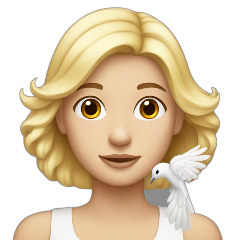 Blonde girl with dove on her shoulder  emoji