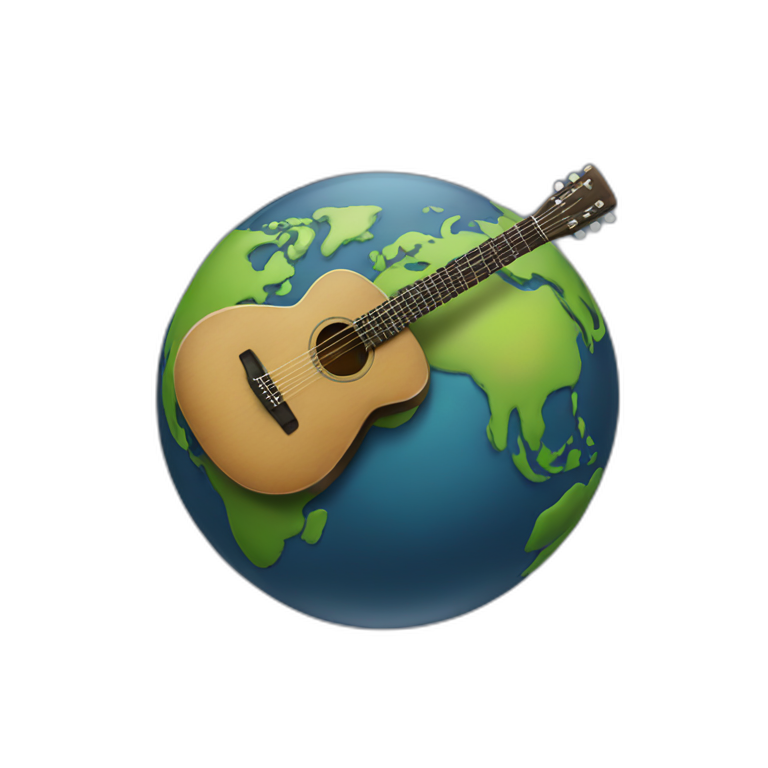 the earth playing the guitar emoji