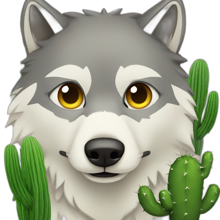 Wolf and cactus emoji