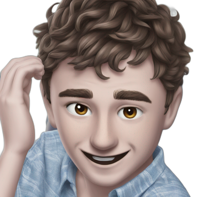 serene brown-haired boy portrait emoji