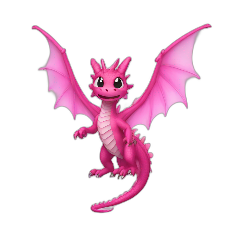 dragon, fairy wings, pink emoji