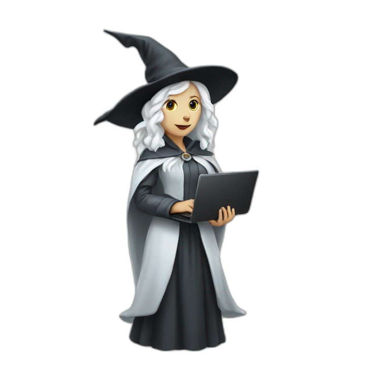 White Witch holding laptop emoji
