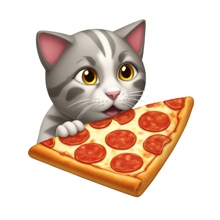 Cat eating pizza emoji