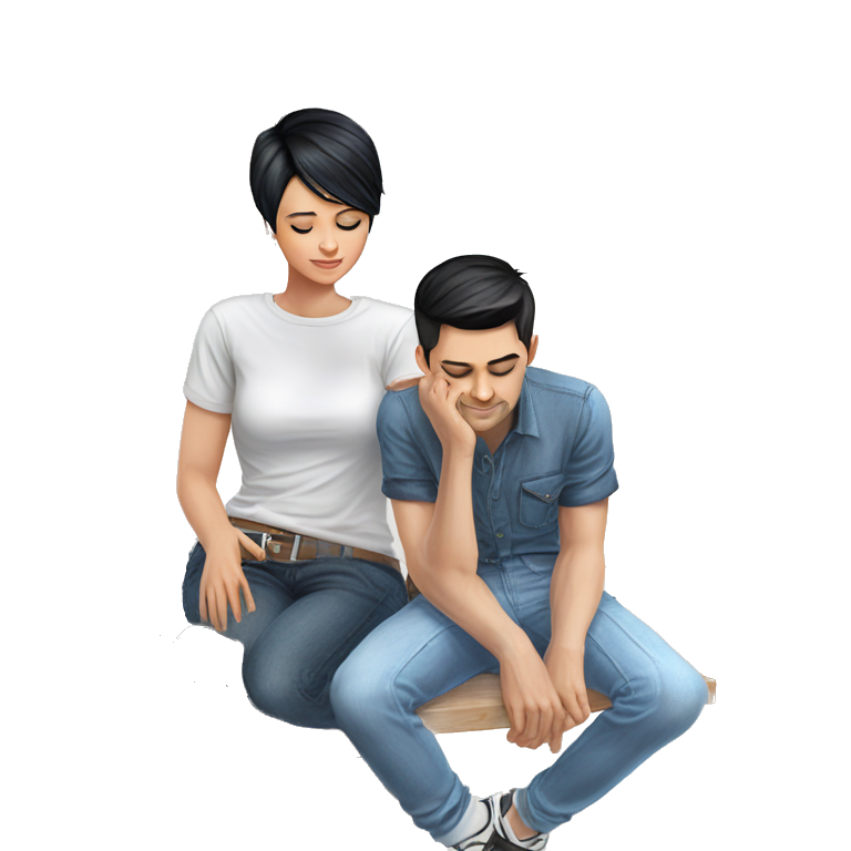 girl and boy sitting together emoji