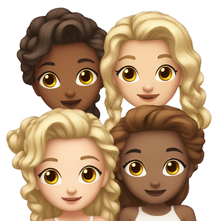 cute girl group of 3 girls and 3 girls emoji