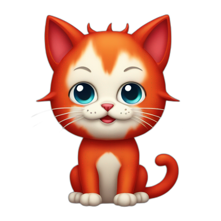 red cute cat devil emoji