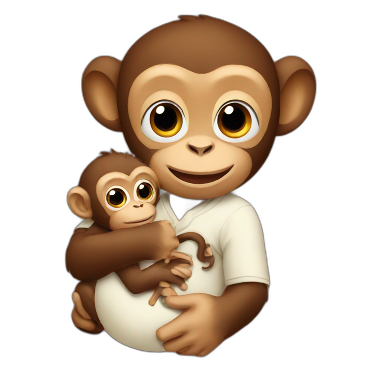 monkey holding baby emoji