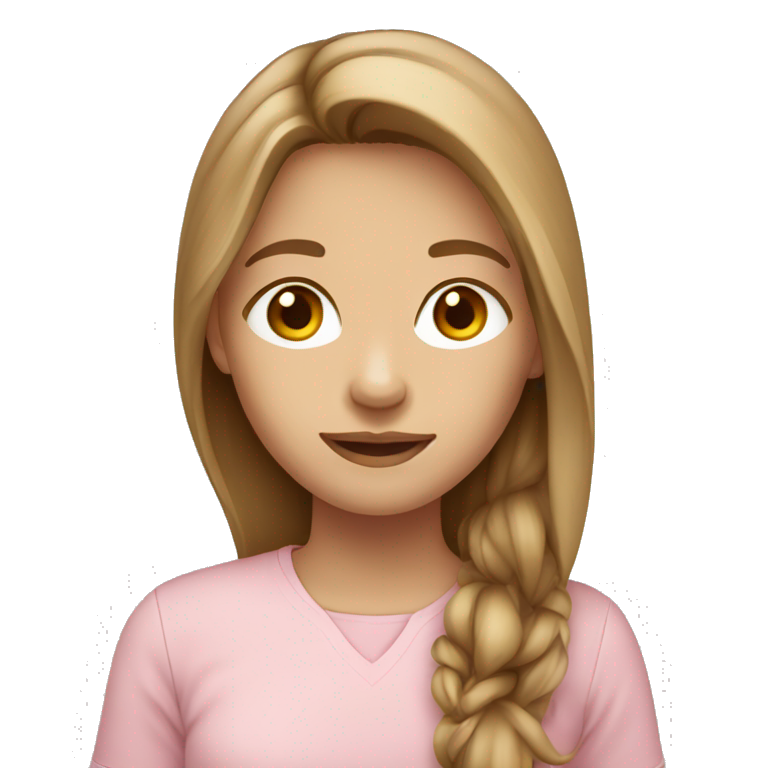 Teenager girl long light Brown hair light-pink shirt emoji
