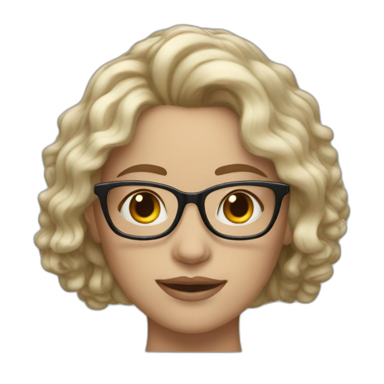 woman white skin glasses wavy bran hair emoji