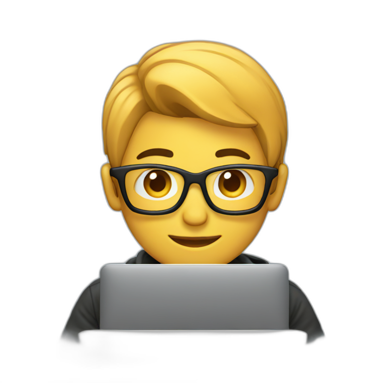Developer wearing jumper while coding on a macbook emoji