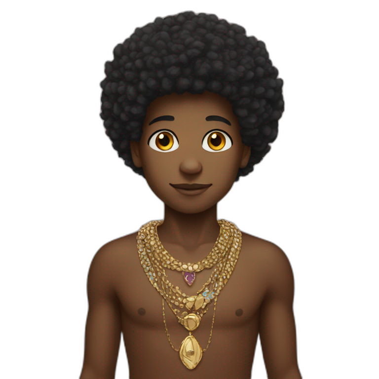 afro boy with jewelry emoji
