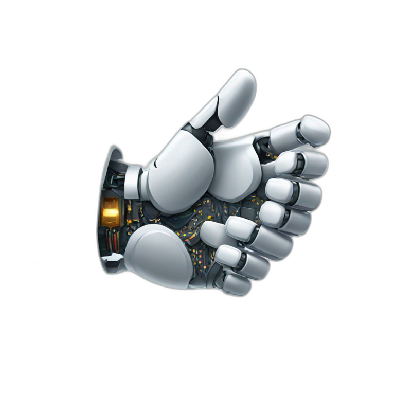 Human hand shaking robot hand emoji