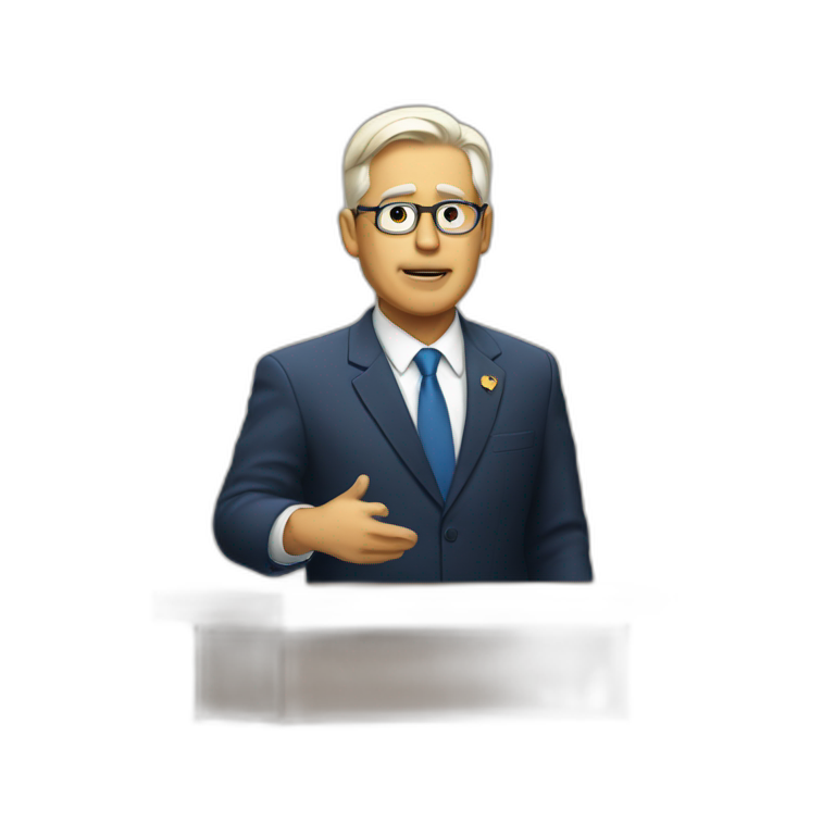 politician at podium crossed out emoji