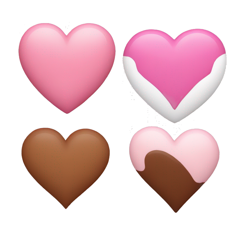 pink heart, brown heart and white heart emoji