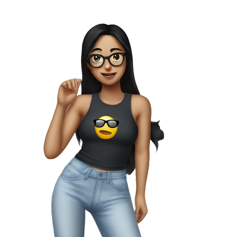 stylish girl in denim jeans emoji