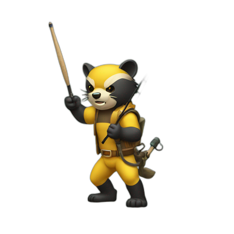Wolverine with a fishing rod emoji