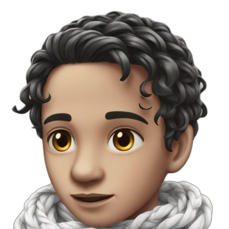 dark haired boy in scarf emoji