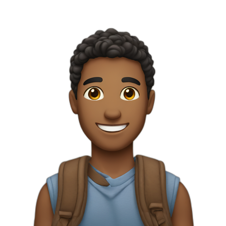Young man smiling with latín skin emoji