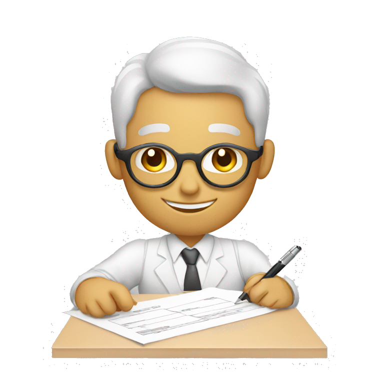 Accountant signing contract with white color. emoji