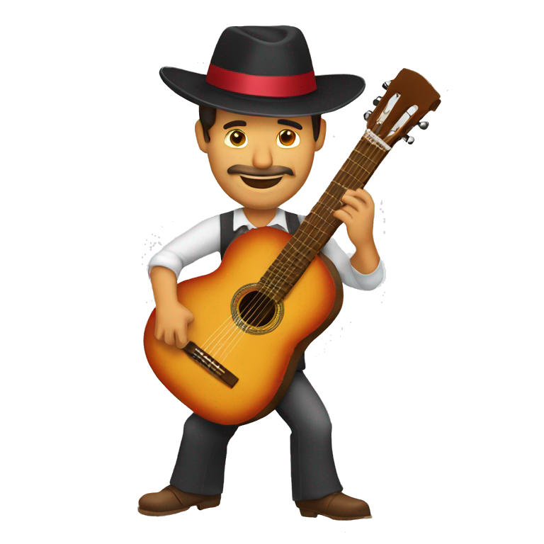 flamenco guitar played by spanish man with hat emoji