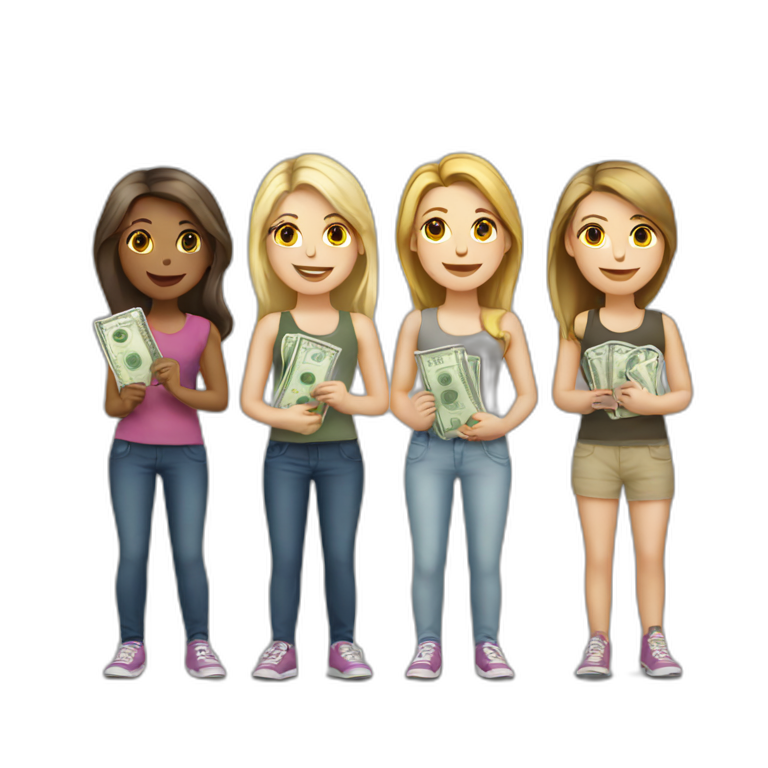 group-of-white-girls-with-money emoji
