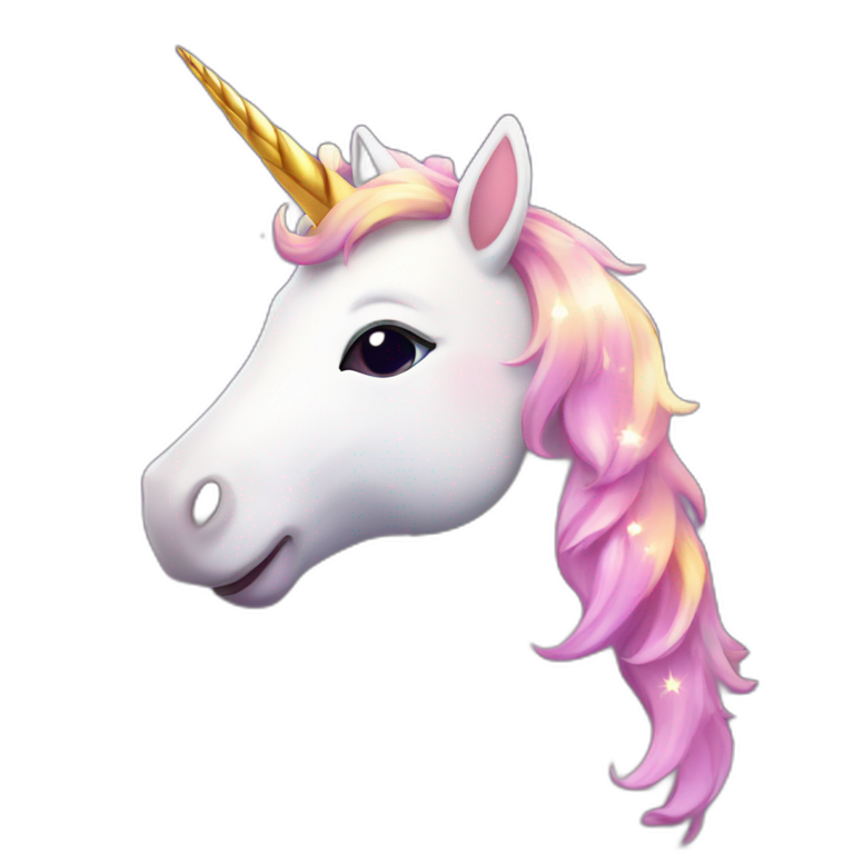 happy unicorn with sparkles emoji