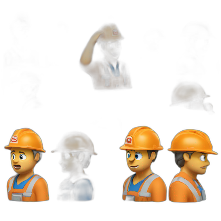 mining tiger, orange color, blue builder's helmet, worker, emoji, crying expression, animated, 3D emoji