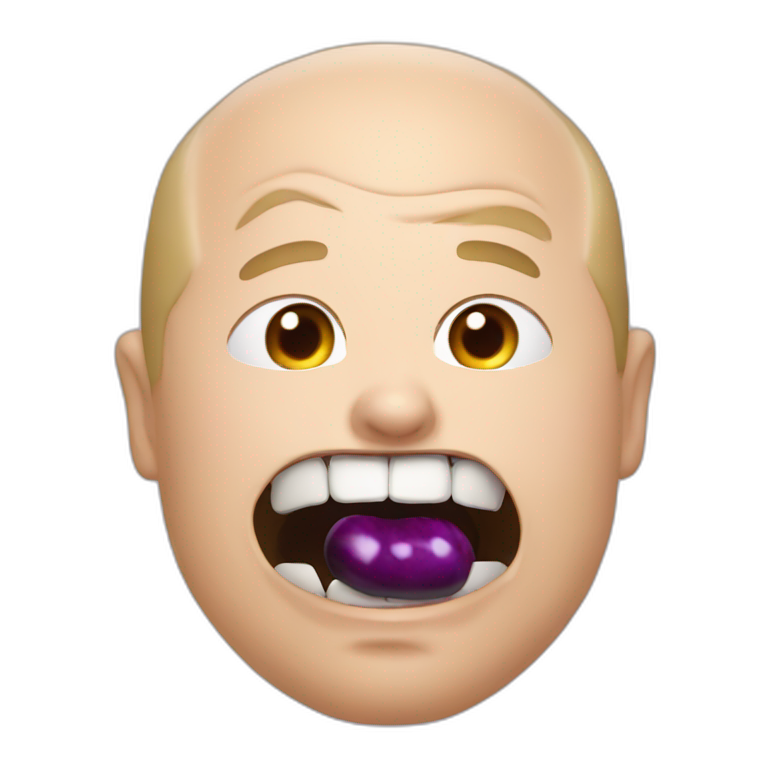 putin aubergine in mouth emoji