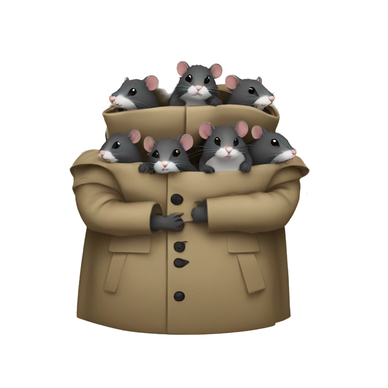 eight rats in a trench coat stacked on top of one another emoji
