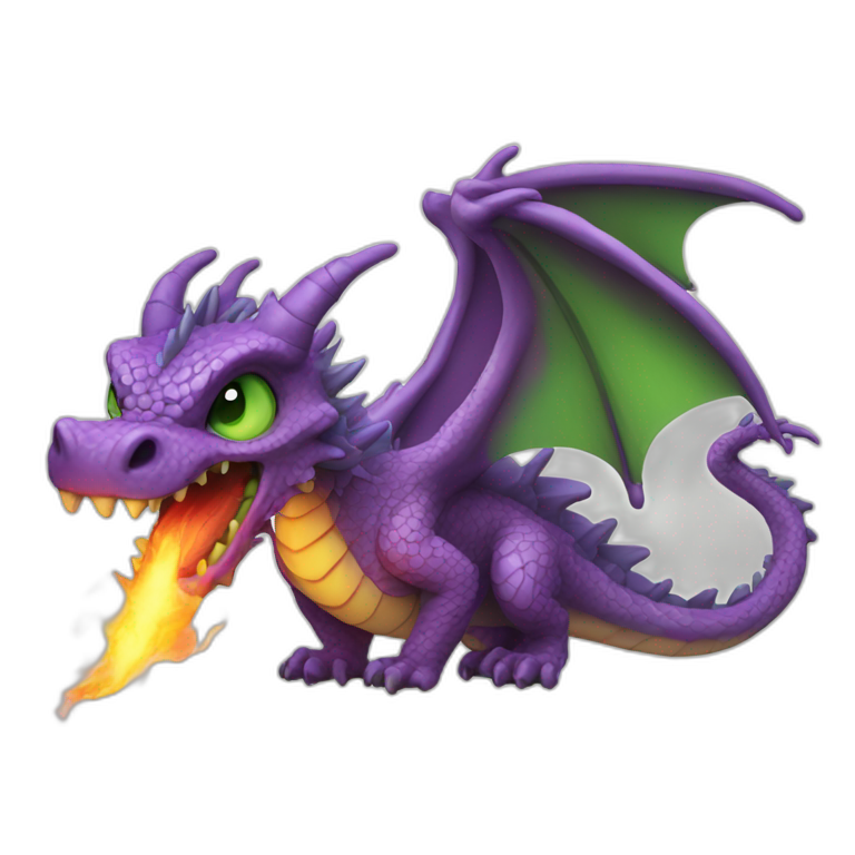 purple-dragon-with-green-eyes-breathing-fire emoji