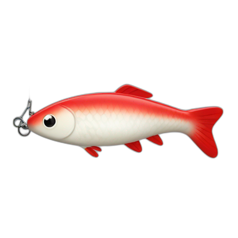 Red and white fishing lure emoji
