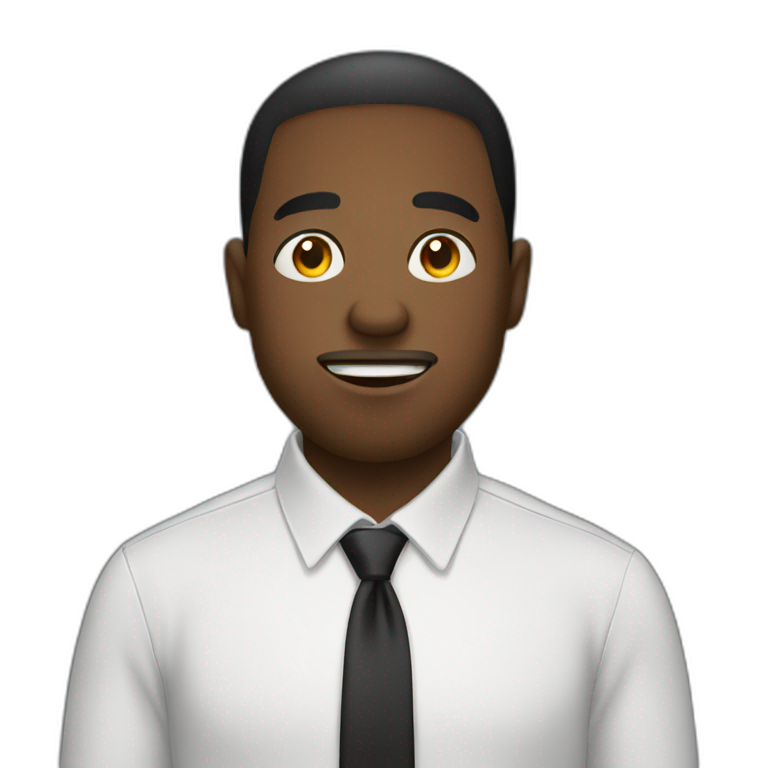 black male in dress shirt covering mouth emoji