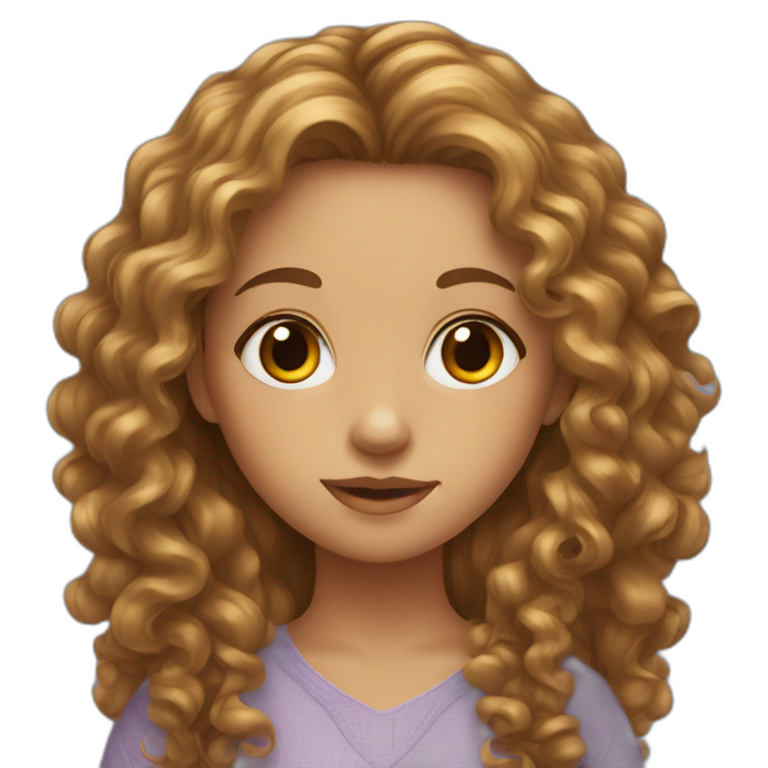 girl with long curly hairs hazel eyes  emoji